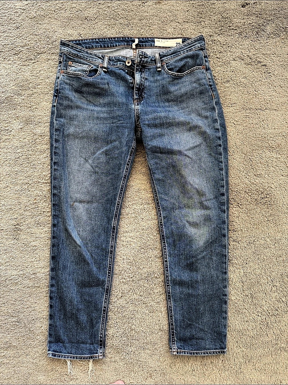 rag & bone The Dre Low Rise Slim Boyfriend Jeans Blue Waist 29